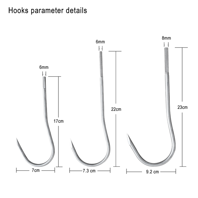 48cm/52.5cm/168cm/176cm 1 Sectio Durabilis Fibreglass/Carbon Palpate Piscatio Gaff cum Big Hooke pro Piscibus Big