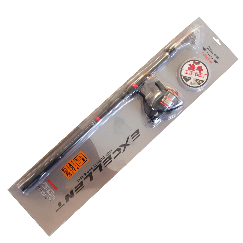 Ma&szlig;geschneiderte Carbon-Teleskop-Spinn-Angelrute und Rollen-Kombination